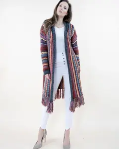 Bohemian Tribal Stripe Cardigan w/ Fringe