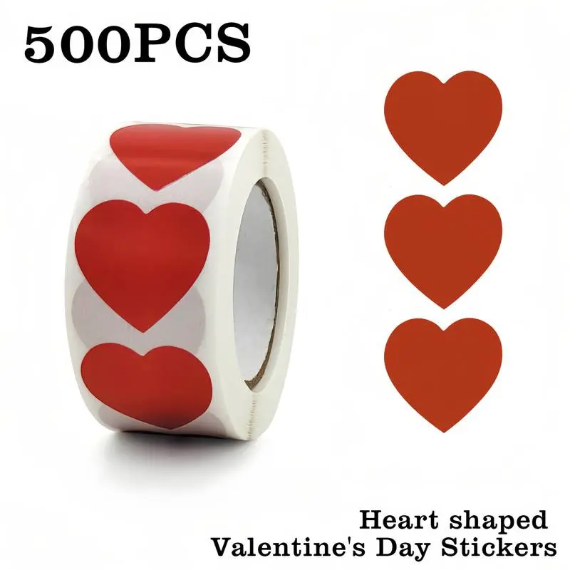 500 Pcs Roll Colorful Heart Stickers, Adhesive Heart Labels for Wedding Gifts Decoration Sealing, Cute Heart Shape Stickers, Self Adhesive Stickers, Sticker Decals