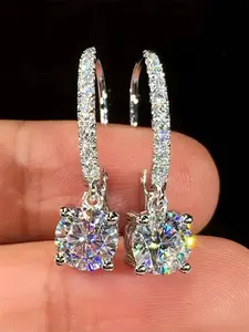 1 Pair Elegant Cubic Zirconia Drop High Quality Earrings For Women Bridal Jewelry For Wedding Engagement Anniversary Party Valentine's Day Gift