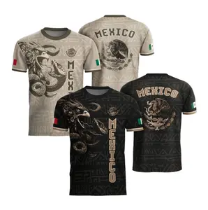 Mexico Soccer Jersey Black Gold Eagle Serpent Design, Mexico Jersey for Men Women Youth And Kids, All-Over Print Soccer Jersey