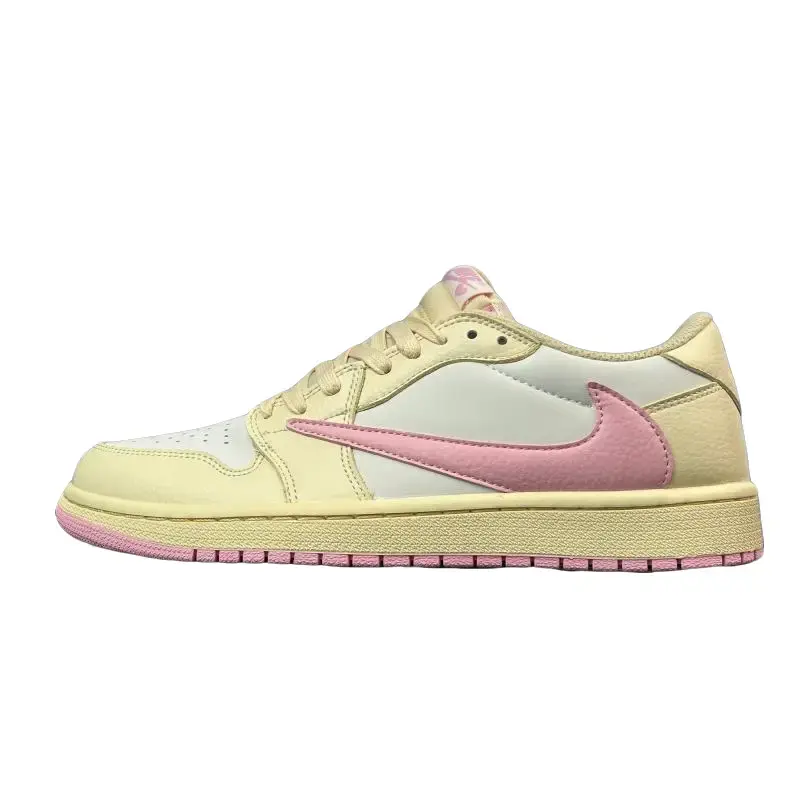 Brand New Unopened Packaging Unisex Cream White Light Pink Color Block Smooth Leather Low Top Casual Sneakers Small Side Swoosh Retro Trainer Shoes Hip Hop Street Daily Footwear