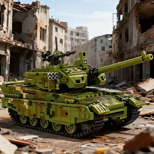 Building Blocks Tank Model, Creative Rotating Armor Vehicle, Desktop Decoration, Halloween & Christmas Gift Idea