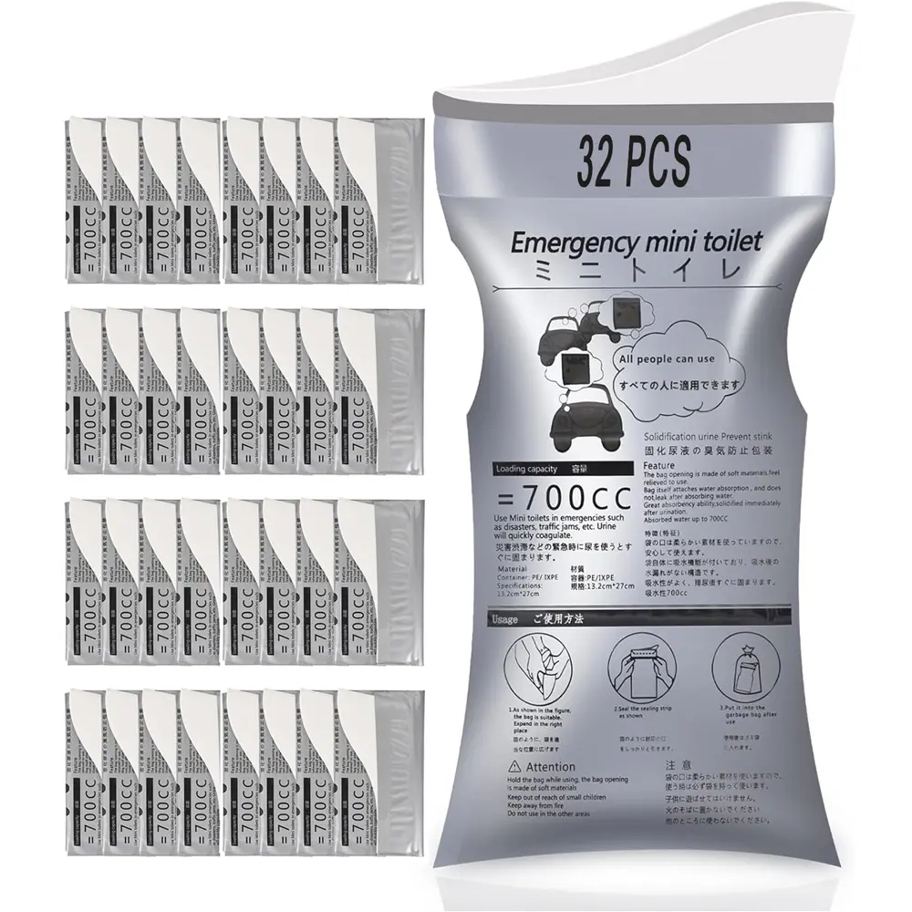 4-32pcs Disposable Emergency Urine Bag, Portable Camping Pee Bag, Travel & Car Use, Unisex Design for Adults & Kids, Hygienic Solution, Camping Accessories, Hygienic Camping Toilet