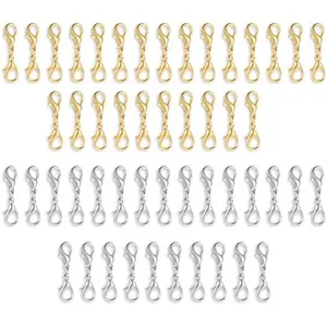 50 count Double Lobster Claw Clasps Necklace Chain Extenders and Bracelet Connectors for DIY  Making( and )