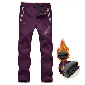 YSENTO Womens Walking Waterproof Trousers Thermal Fleece Lined Ladies Winter Outdoor Windproof Warm Softshell Hiking Fishing Ski Snow Pants