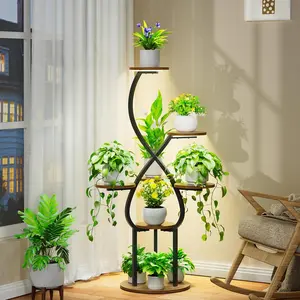 Plant Stand Indoor with Grow Lights, 5 Tiered 48" Tall Plant Shelf Indoor, Metal Indoor Plant Stand for Multiple Plants, Corner Flower Plant Holder Display Rack for Patio, Garden Decor summerwins