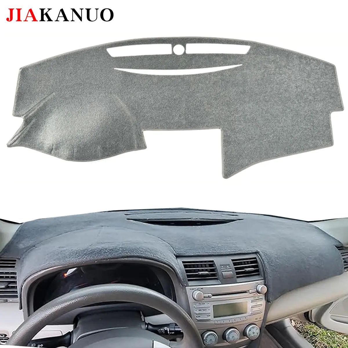 JIAKANUO Auto Car Dashboard Cover Mat for Toyota Camry 2006-2013 Anti Sun Exposure Thermal Insulation Protection All Gray Pad Fits 2007 2008 2009 2010 2011 2012 2013 Models, Car Accessories, Polyester Fits, Exact Fit