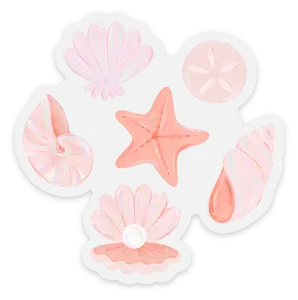 Sea Shells Clear Waterproof Vinyl Sticker, 3x3" Sea Shells Clear Waterproof Vinyl Sticker, 3x3"