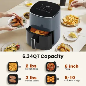 6QT Air Fryer with Window, Square Airfryer Oven 12-in-1 for Family, 400°F Rapid Air Crispy Technology, Roast Bake Dehydrate, Nonstick & Easy-Clean Basket