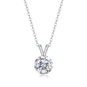 Signature Solitaire Necklace – Moissanite Pendant in 925 Silver | Zariah Gold™