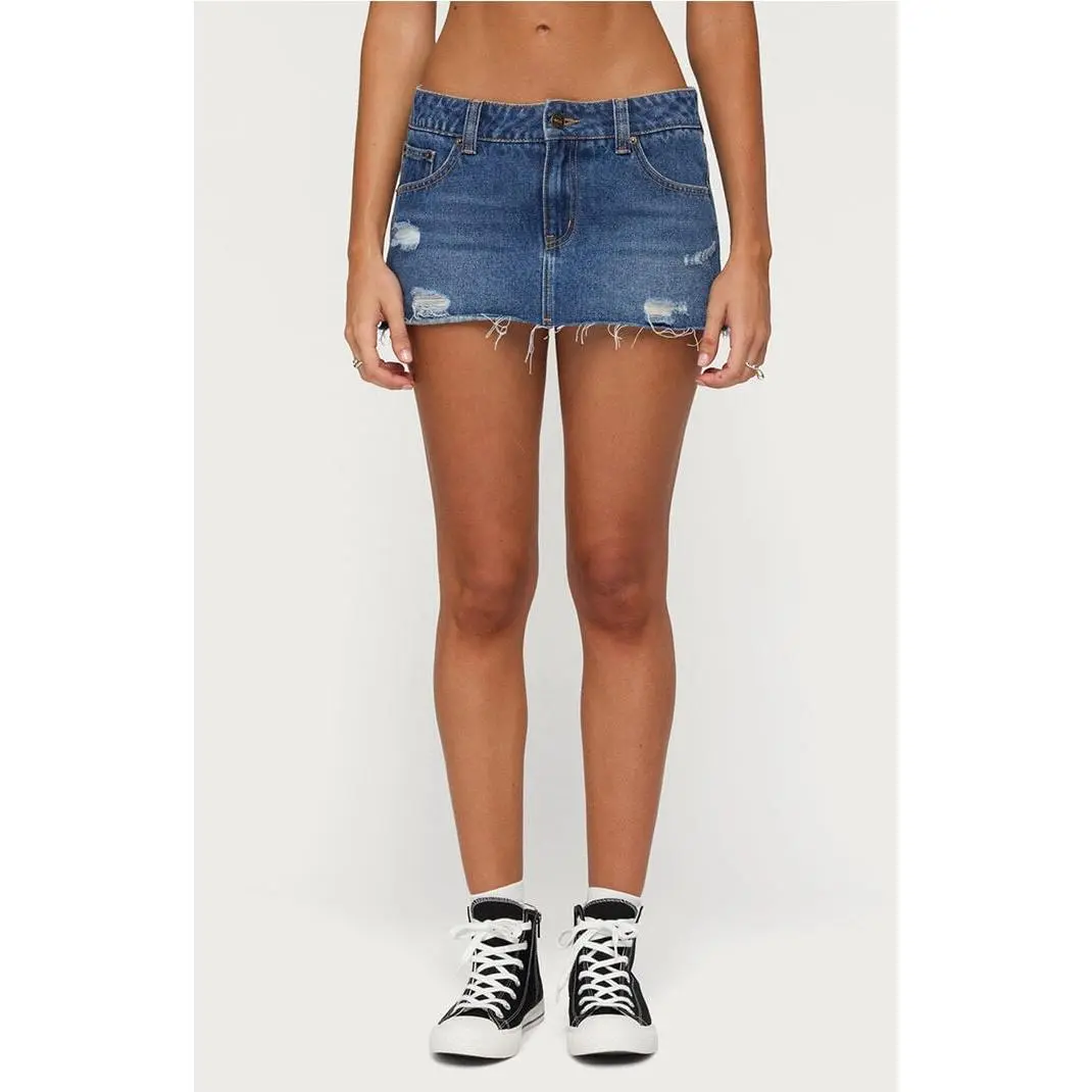 Edikted Women's Nylah Distressed Denim Mini Skort - Multicolor