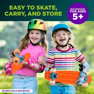 'Standard Skateboard Mini Cruiser - 6'' PP Deck Complete Double Kick Skate Board w/ 3.25'' Aluminum Alloy Truck, PU Wheels w/LED Light - for Kids, Teens, Adults'
