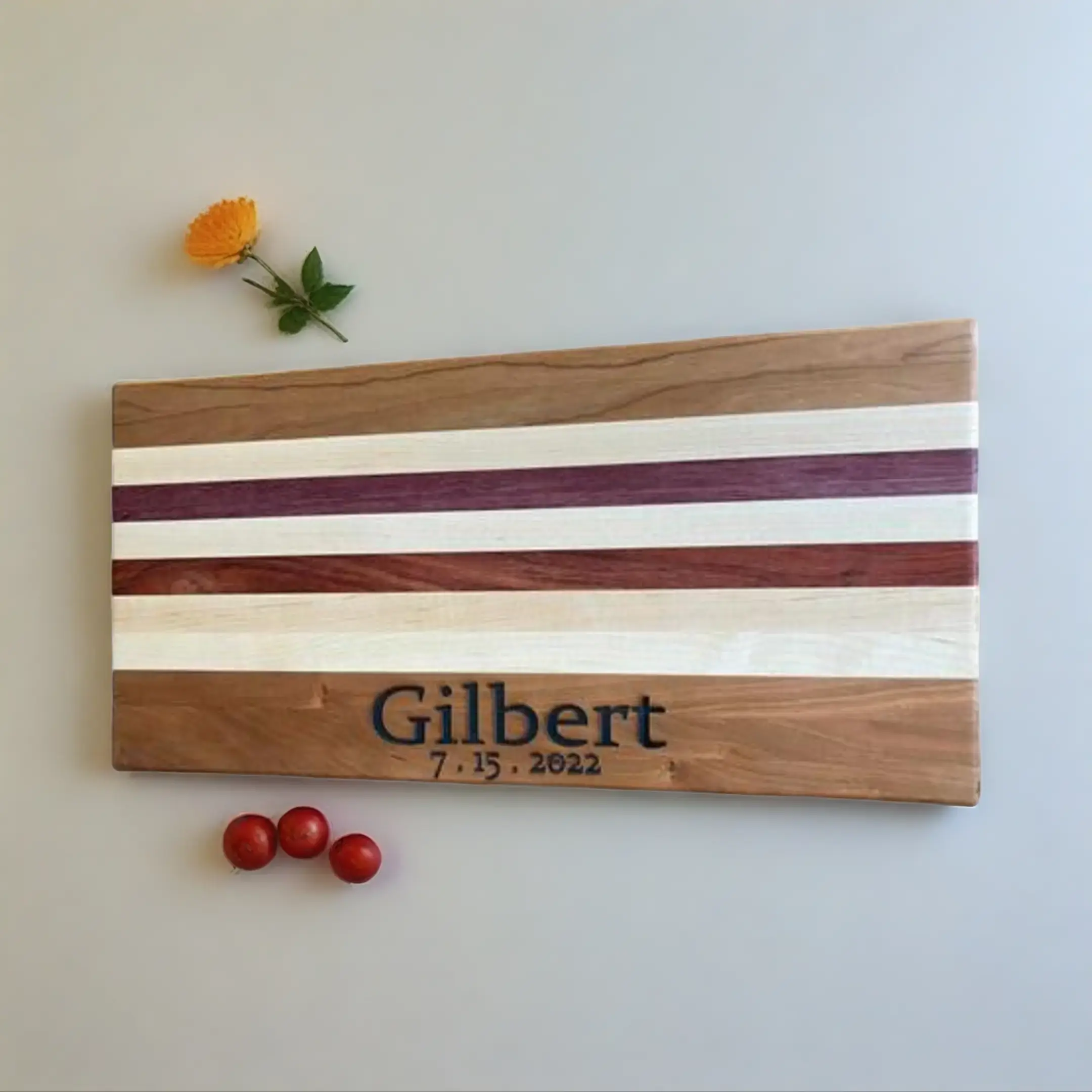 Personalized Rectangular Chopping Board - Custom Engraved Name & Date, 18x10x1.5in Premium Hardwood, Food-Safe, Reversible, Handcrafted in Ohio, Ideal for Weddings, Anniversaries, Serving Tray