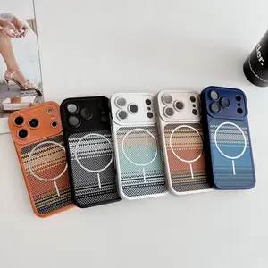 Shockproof Leather Smartphone Case - Large Window Magnetic Shell, Carbon Fiber Pattern Handheld Phone Accessory for iPhone 17 Pro Max, 16, 15, 14, 13