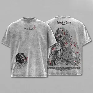 Eren Yeager Attack on Titan Tee Washed – Vintage Oversized Heavy Cotton Anime Manga T-Shirt, Double Printed Retro Unisex Streetwear Graphic Top, The Rumbling Collector Edition Anime merchandise