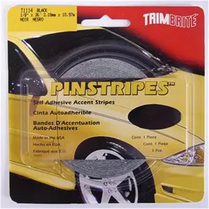 212 MAIN TRIMBRITE T1114 Premium Performance Self-Adhesive Adhesive Pinstripe Tape - Solid Stripes, Black, 0.12 In. Width, 36 Ft. Length
