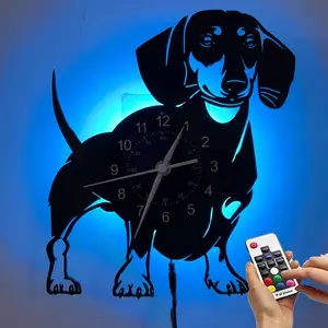 Dachshund Vinyl Record Wall Clock Perfect Home Decor Great Birthday Gift for Dog Lovers (Battery Not Included)