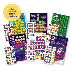 Begin Health Poop Tracker Gamecards and Stickers for Kids | 6 Adventure Habit Tracker Charts | 165+ Stickers | Gut Health and Bathroom Habit Building | 6 Months of Fun