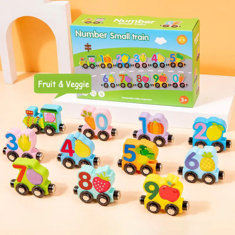 Toys for Toddlers, 11 Magnetic Wooden Animals Train Set, Montessori Toys for Toddlers, Learning Activities, Sensory Activities for Kids, Birthday Gifts for Boys, Girls Ride On Car