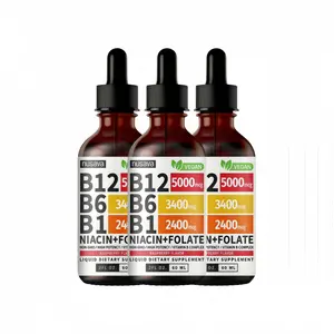 （2-PACK) Vitamin B12 Liquid Supplement Drops with B6, B1, Niacin & Folate - Edible Support for Energy, Brain & Heart, Non-GMO & Gluten-Free, 4 Fl Oz Fitness Dietary Healthcare Optimum