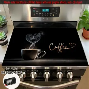 1 large black and gold stove cover protector - heat-resistant, scratch resistant, non slip surface - compatible with electric glass stoves, ovens, washing machines, dryers - modern kitchen home decoration - diatomaceous earth oven mat Stove Plate