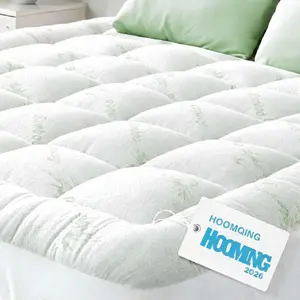 Mattress Topper Queen Size - Thick Bamboo-Viscose Cooling  Top Mattress Pad Breathable Fluffy Soft Mattress Cover with 8-21" Deep Pocket, Green 6-piece sheet set linen  bed  sheets esthetician  bed alternative Machine Washable Down Alternative Comforter
