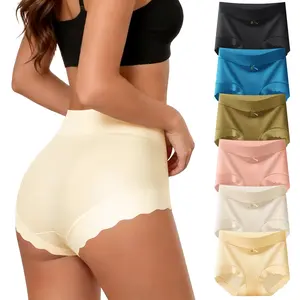 QUASTI——Women's 6-Pack Mid-Waist Glossy Triangle Underwear, Polyamide Elastane Fabric, Smooth Oily Surface, High Stretch Skin-Friendly Daily Ladies Underwear
