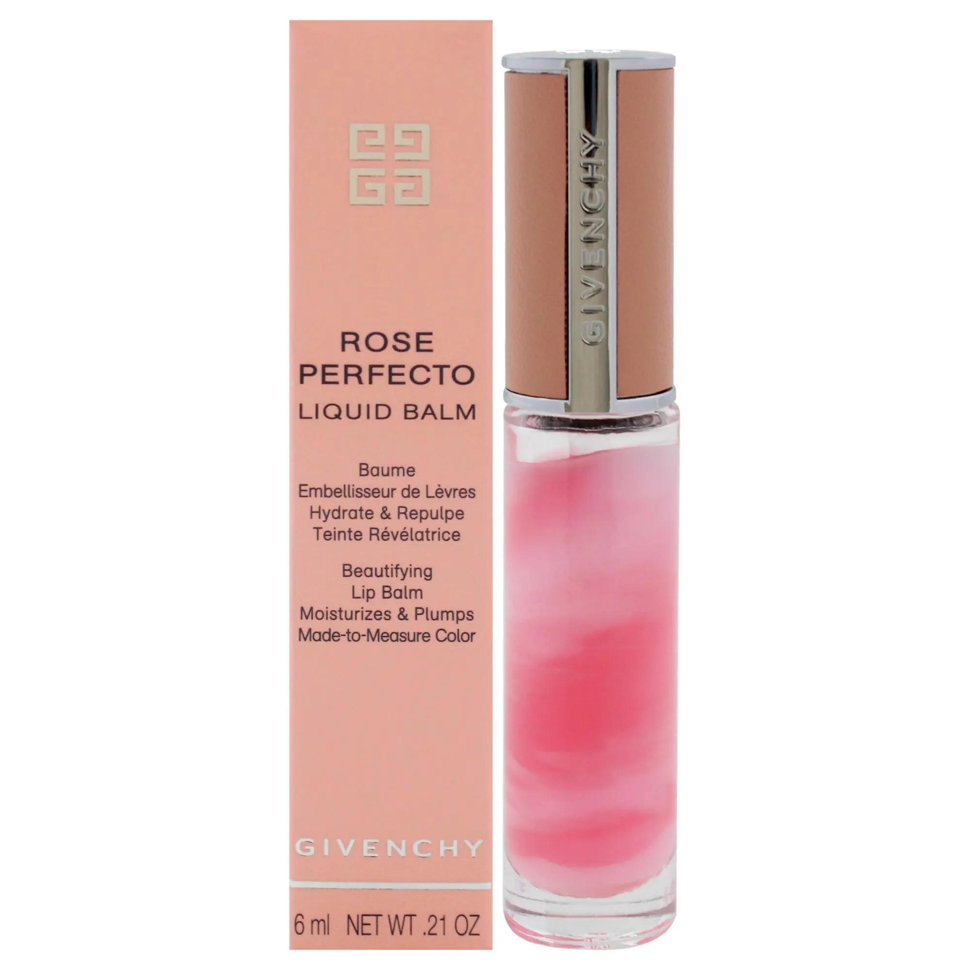 Women's Givenchy Rose Perfecto Tinted Liquid Lip Balm - 001 Pink Irresistible, 0.2 oz (6ml) Hydrating Moisturizer Lipgloss for Daily Lip Care Cosmetic Makeup