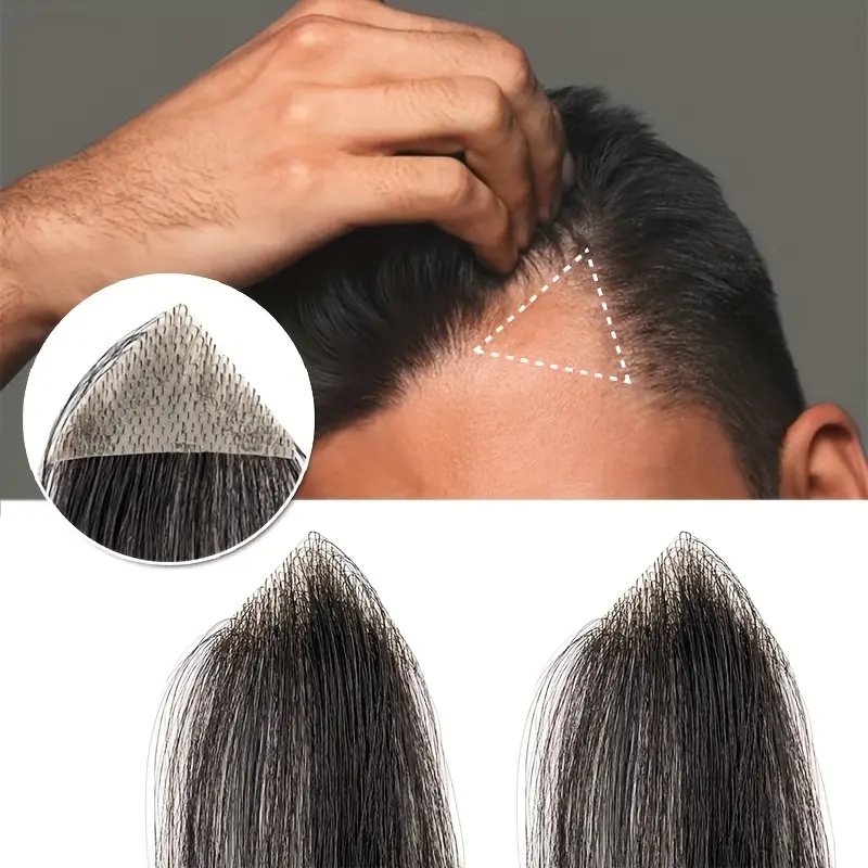 Unisex Hairline Toupee for Frontal Coverage, 2-Piece Straight Human Hair Unit with Ultra Thin PU Skin Base, Bald Spot Fix, Father's Day Gift, Straight Hair, Silky Straight