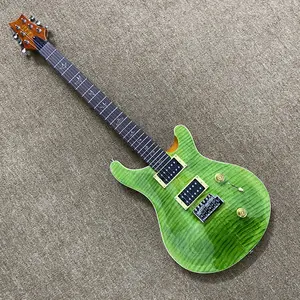Green electric guitar, flame maple jacket, rosewood fingerboard, HH pickups, chrome hardware - in stock