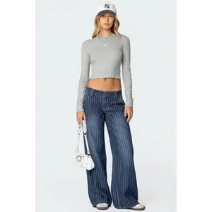 Cory Striped Low Rise Baggy Jeans