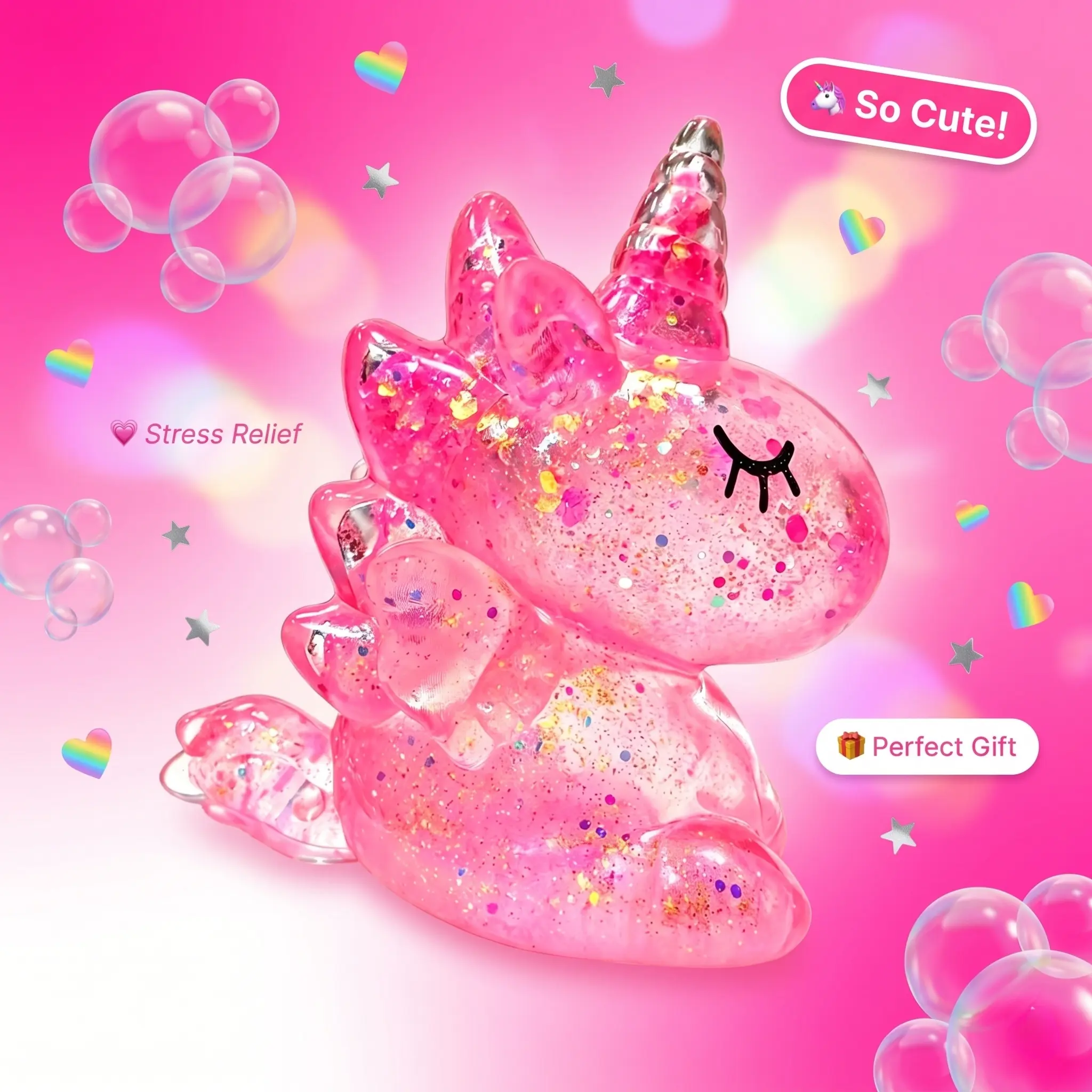 Cherry Blossom Unicorn Squishies Toys – Real Glitter Inside Slow Rising Stress Ball, Satisfying ASMR Butter Squishy Fidget Toys, Cute Glitter Squishy Fidgets Anxiety Relief Desk Toy, Kawaii Blind Box Collectible Valentine Birthday squshy fidgit rebound