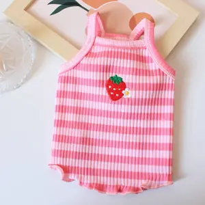 Striped Halter Pet Vest Shirt for Cats and Dogs, Breathable Lightweight Polyester, Home Clothing Clothes for Small Medium Pets, 1 Piece