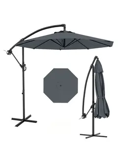 10FT Offset Cantilever Patio Umbrella with Cross Base – UV & Fade Resistant, Wind Resistant, Infinite Tilt, Easy Crank Lift – Outdoor Sun Shade for Backyard, Garden, Deck, Pool – No Color Specified