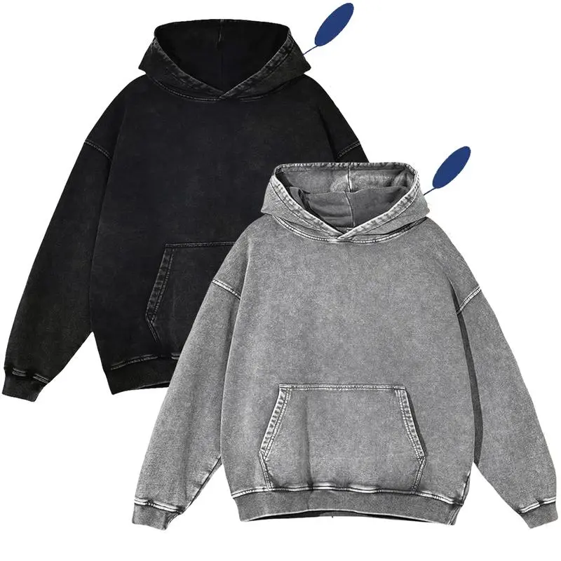 Acid Wash Hoodie Vintage Hoodie Unisex Heavy Weight Hoodie Distress Hoodies for Men Women Couples
