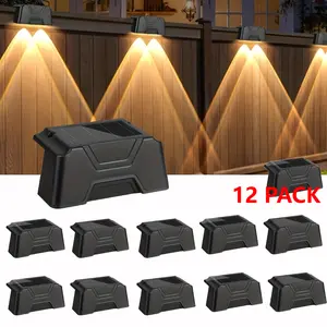 12PCS Solar Fence Lights Outdoor 5W 1.2V Fence Lights Solar Powered, Solar Wall Lights, LED Solar Step Lights, Railing Lights, Stair Lights, Ladder Lights For Backyard/Patio/Garage (Warm light) Yard Lighting