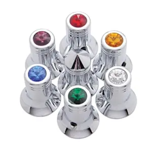 United Pacific  Chrome Channel Knob with Diamond Green