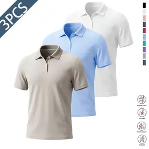3-Pack Men's Polo Shirts – Soft and breathable cotton, comfortable short-sleeve casual fit, classic collar Polo shirts, suitable for work, golf, travel, and everyday wear