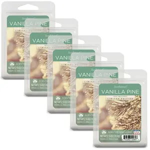 Vanilla Pine Scented Wax Melts by ScentSationals - 2.5 oz (5-Pack) | Cozy & Fresh Home Fragrance