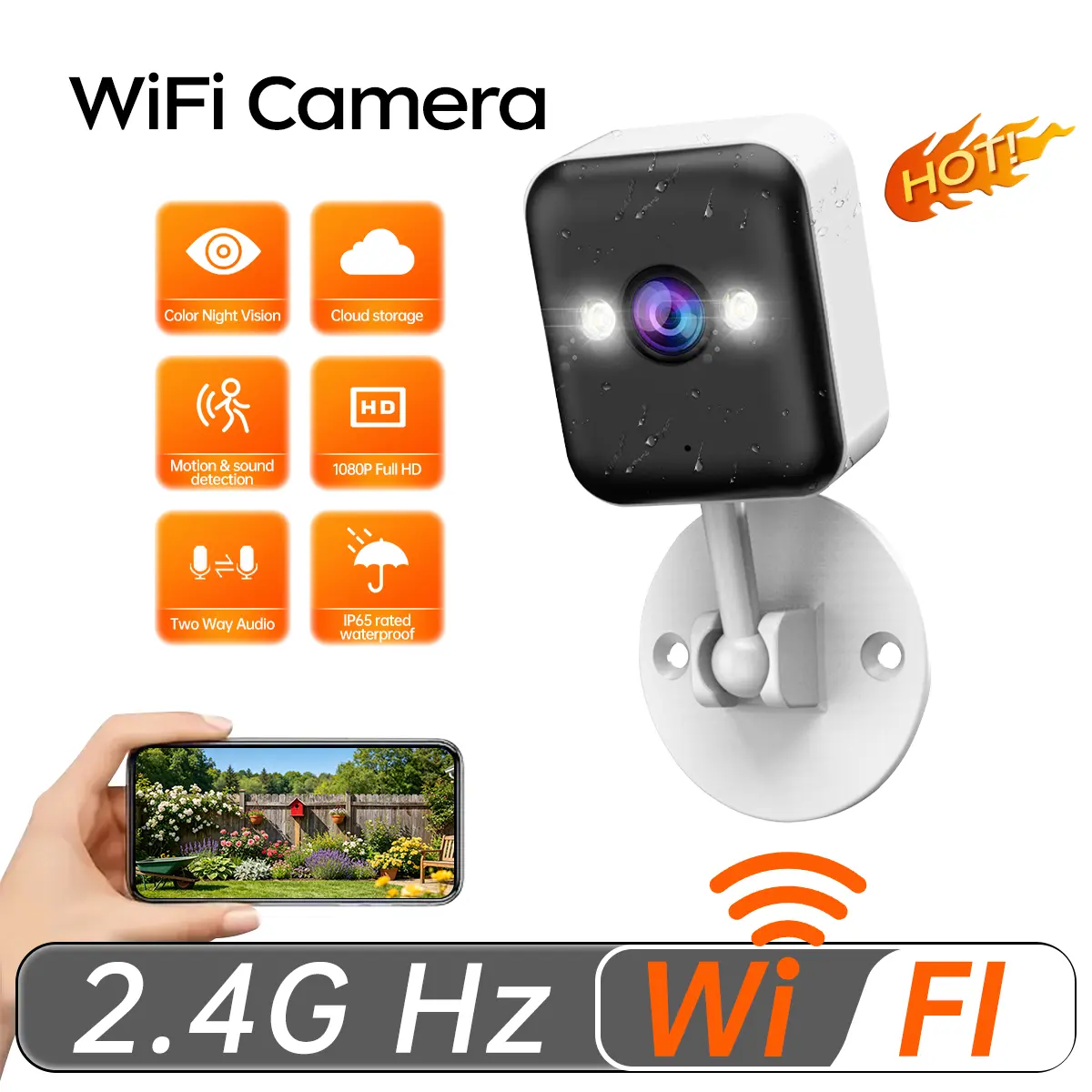 【JOOAN Home Security Camera 】1080P WiFi Indoor & Outdoor Camera, Color Night Vision, Motion Detection Alerts, Two-Way Audio, Remote App Control, IP66 Waterproof, 24/7 Recording, SD & Cloud Storage, Easy Setup, 1-Year Warrant
