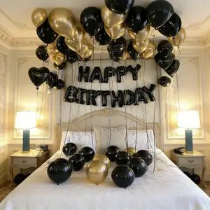 53pcs Black And Gold Birthday Party Decoration Set PET Material Happy Birthday Balloon Banner Latex Balloons Themed Party Supplies Gender Reveal Balloon