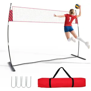 20Ft Adjustable Volleyball Net for Backyard & Beach – Portable Freestanding System, Quick Setup, Height Adjustable for Men & Women, Sturdy Fiberglass Poles, for Indoor/Outdoor Training