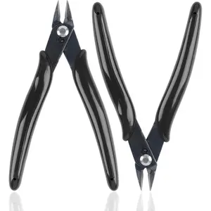 2 Pack  Wire Cutters, 5 Inches Flush Cutters Pliers, Diagonal Side Cutters Nippers, Zip Tie Sprue  for Electronics, Plastic Models,  (Black)