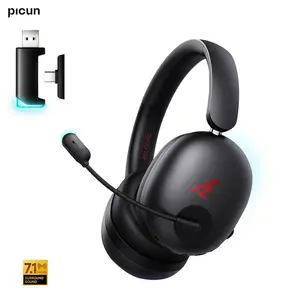 Picun UG-10A Wireless Gaming Headset - 7.1 Surround Sound, -56dB Noise Cancelling, 100H Battery Life, 40mm Drivers, Quad-Mode Connectivity (2.4G/Bluetooth/Wired), RGB Lighting, HD Mic for PC/PS4/PS5