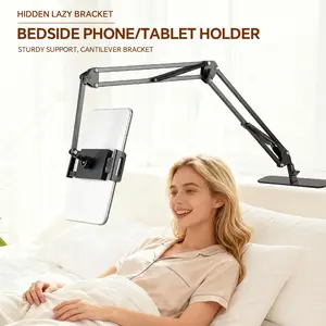 Metal Cantilever Stand For Phone & TabletMulti-angle Adjustable For Bedside Streaming, Office Work, Or Online Classes. Instantly Folds Flat To Save Space. Compatible With IPad, IPhone, Modern Design With Durable Construction For Reliable Support.