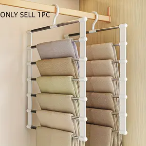 Foldable Pants Hanger, Multi-Layer Stainless Steel Folding Clothes Hanger, Space Saving Hanger for Wardrobe Organization, Home Closet Organizer, Folding Hangers, Space Saver Hangers