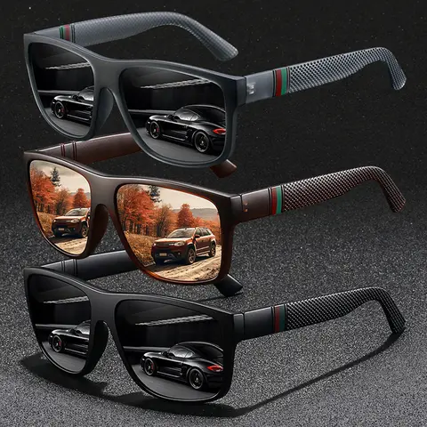3 pairs of retro colored striped square glasses, Trendy vintage sunglasses, Fashion sunglasses, neutral design, various colors, fine grid frame, elastic anti-slip rubber nose pad, comfortable wearing, outdoor activities and daily wear