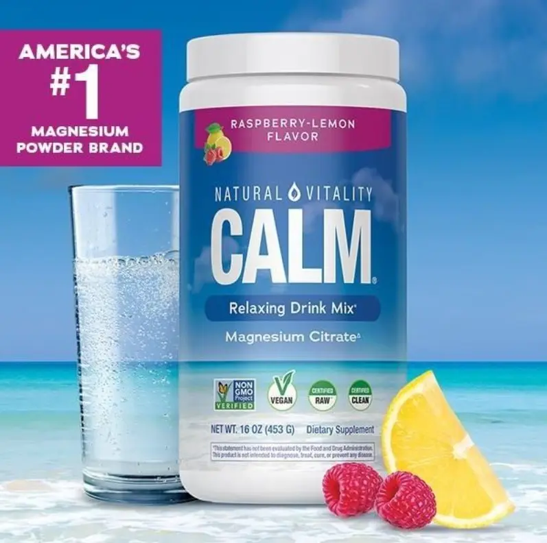 CALM 4 oz Relaxing Drink Mix - Raspberry Lemon Flavor - Magnesium Citrate Supplement - 4 oz (113 g) - 28 servings