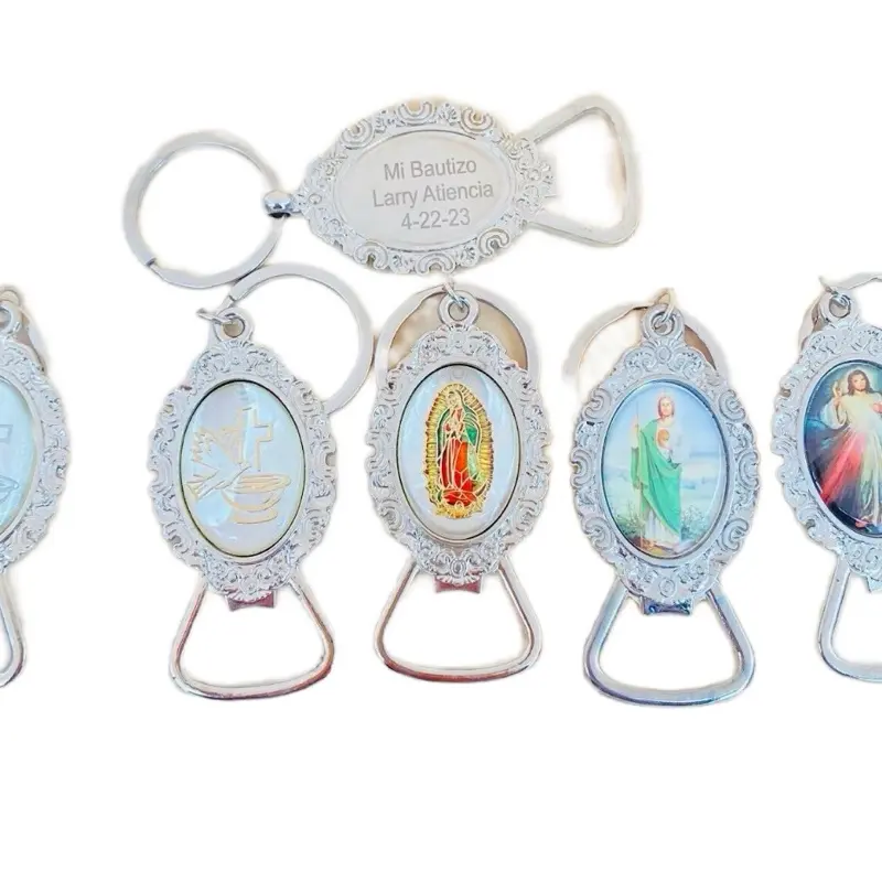 12pcs Personalized Metal Dog & Cat Keychain Set - Religious Event Keepsakes, Baptism Party Favors for Pet Collar, Harness & Lead Attachment