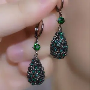 LisiZen Green Waterdrop Zircon Earrings for Women, 2025 Trend Jewelry, Luxury Chic Sparkling Elegant Statement Dangles DZEH1976